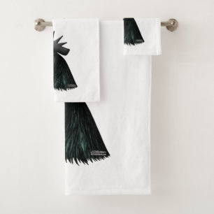 Ayam Cemani Rooster Head Bath Towel Set