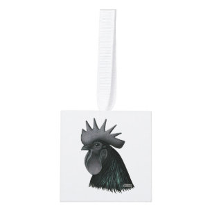 Ayam Cemani Rooster Head Cube Ornament