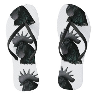 Ayam Cemani Rooster Head Flip Flops