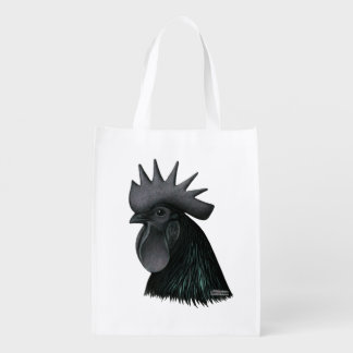 Ayam Cemani Rooster Head Grocery Bag
