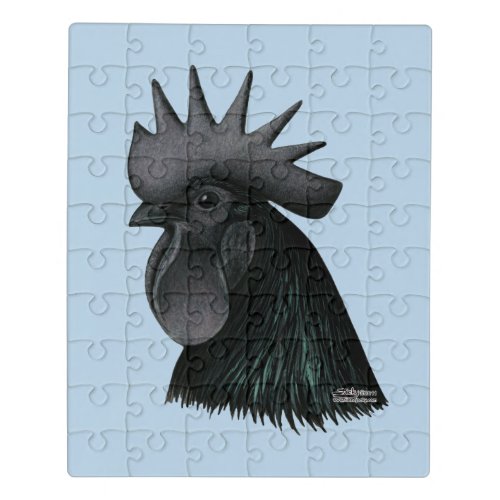 Ayam Cemani Rooster Head Jigsaw Puzzle