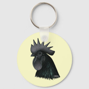 Ayam Cemani Rooster Head Keychain