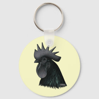 Ayam Cemani Rooster Head Keychain