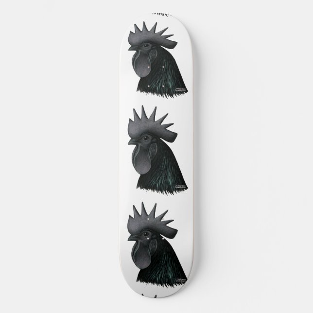 Ayam Cemani Rooster Head Skateboard (Front)