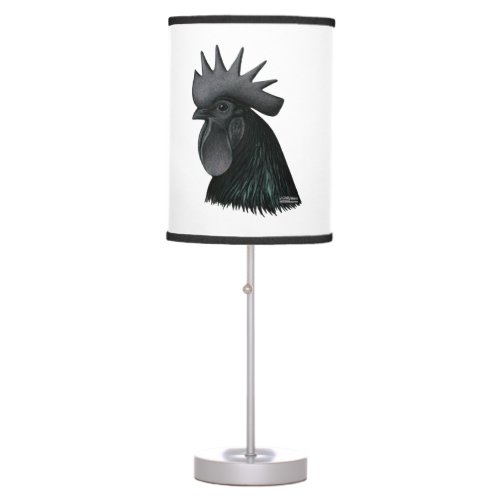 Ayam Cemani Rooster Head Table Lamp