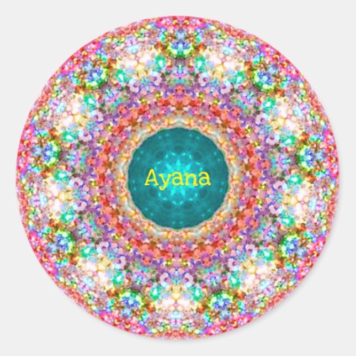 AYANA  Sweet Floral Pattern  Personalized  Classic Round Sticker