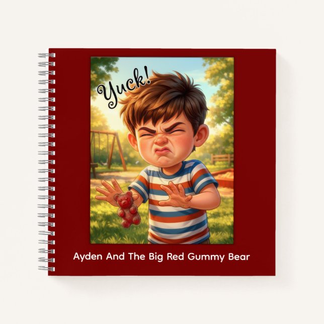 Ayden And The Big Red Gummy Bear Spiral Notebook (Front)