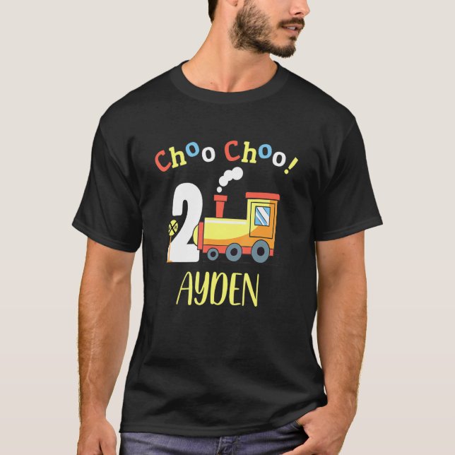 Ayden Choo Choo Two Train 2nd Birthday Turning 2 T-Shirt (Front)