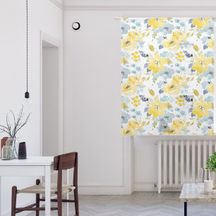 AYellow & Blue Watercolor Pattern Sheer Curtains