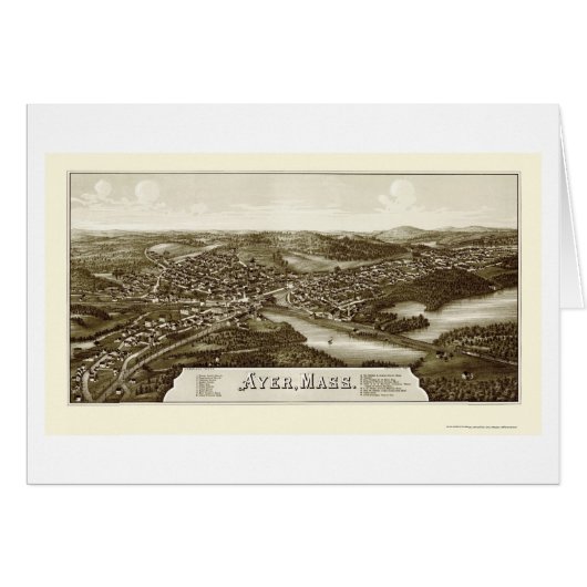 Ayer, MA Panoramic Map - 1886 Cards (Front Horizontal)