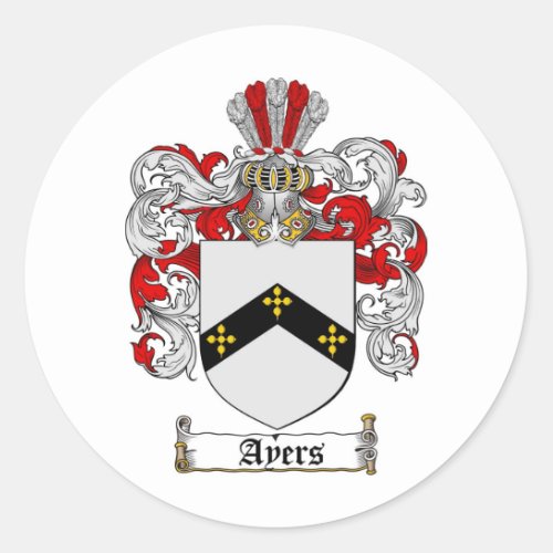 AYERS FAMILY CREST _  AYERS COAT OF ARMS CLASSIC ROUND STICKER