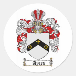 AYERS FAMILY CREST - AYERS COAT OF ARMS CLASSIC ROUND STICKER