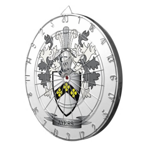Ayers Family Crest Coat of Arms Dartboard