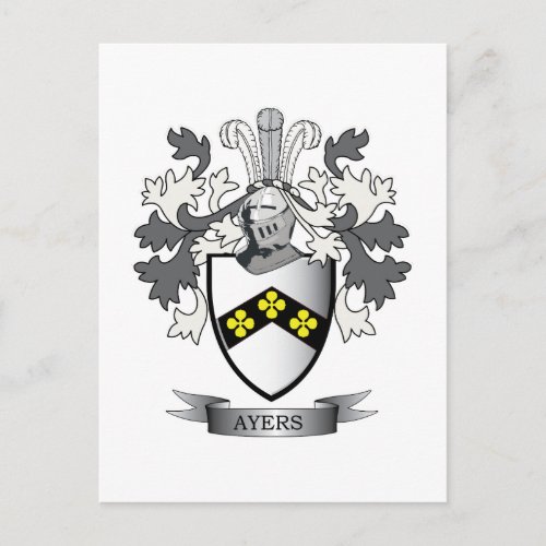 Ayers Family Crest Coat of Arms Postcard
