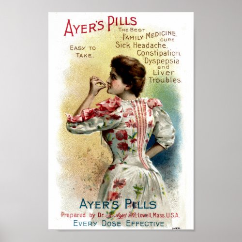 Ayers Pills Vintage Advertising Poster