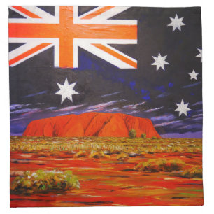 Ayers rock and australian flag napkin
