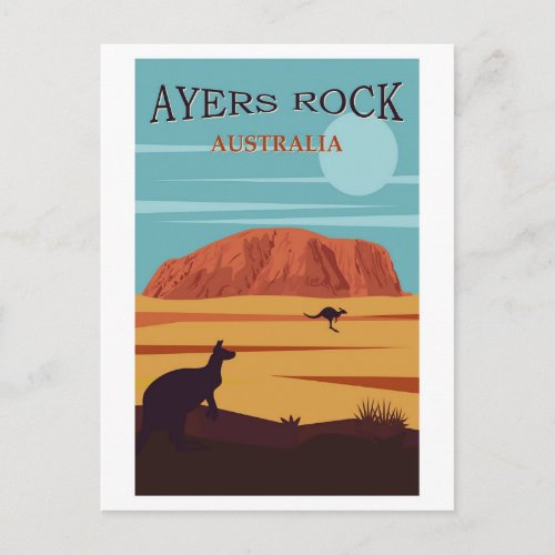 Ayers Rock Australia Travel Poster Postcard