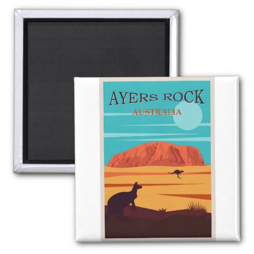 Ayers Rock Australia Uluru Travel Poster Magnet