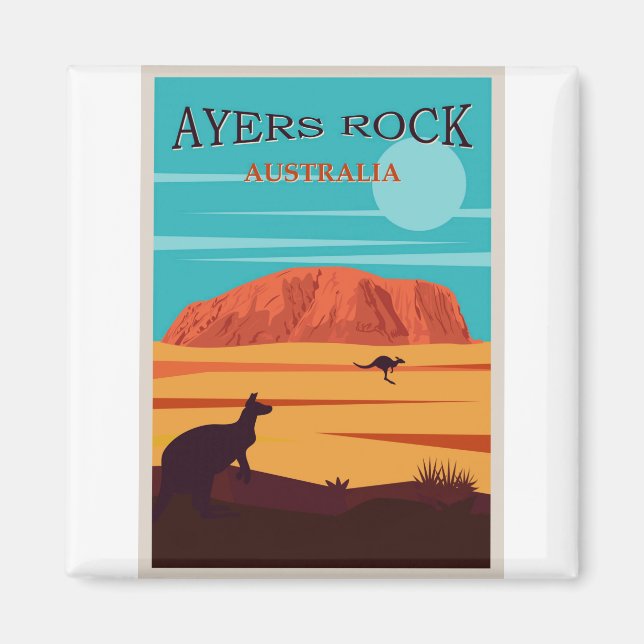 Ayers Rock Australia, Uluru Travel Poster Magnet (Front)