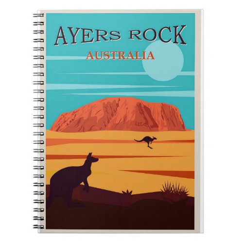 Ayers Rock Australia Uluru Travel Poster Notebook