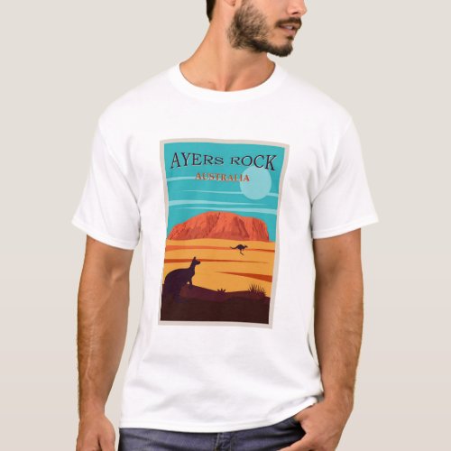 Ayers Rock Australia Uluru Travel Poster T_Shirt