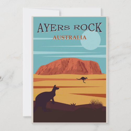 Ayers Rock Australia Vintage Travel Flat Card