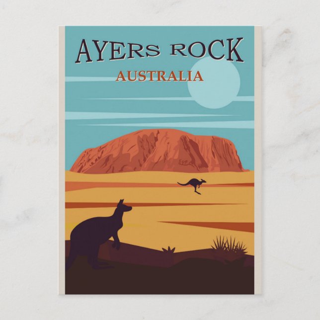 Ayers Rock Australia Vintage Travel Poster Postcard (Front)