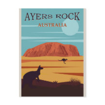 Ayers Rock Australia Vintage Travel Poster