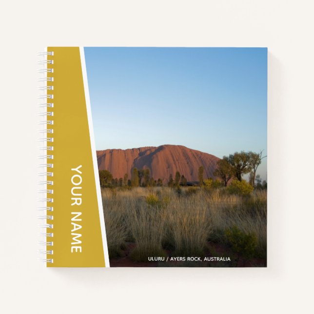 Ayers Rock, Uluru, Outback Australia, Gold Square Notebook (Front)