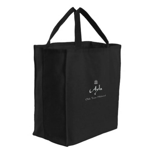 Ayla Name With Hebrew Meaning Black Embroidered Tote Bag Zazzle