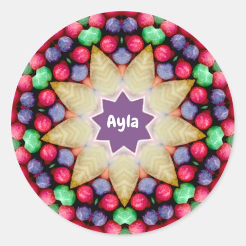 AYLA  Personalied Easter Candy Pattern   Classic Round Sticker