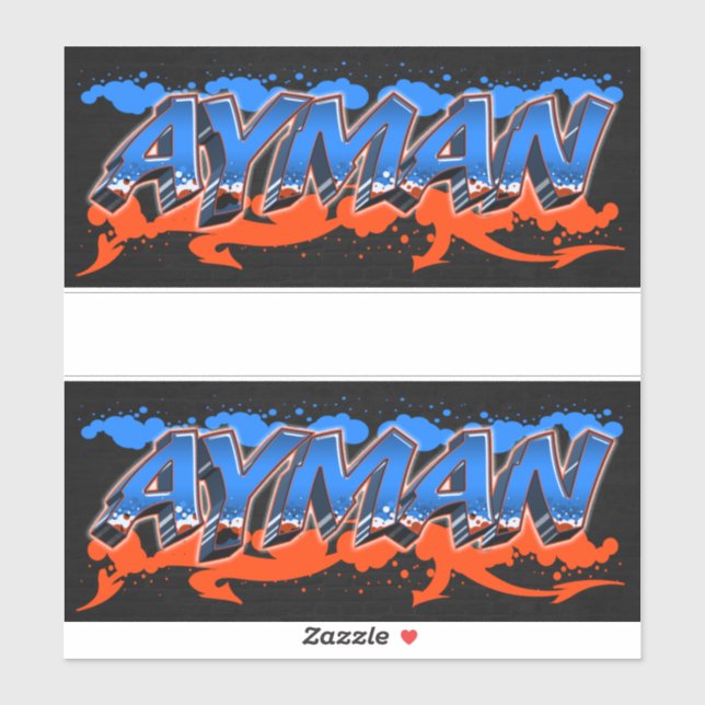 Ayman First Name Graffiti Sticker (Sheet)