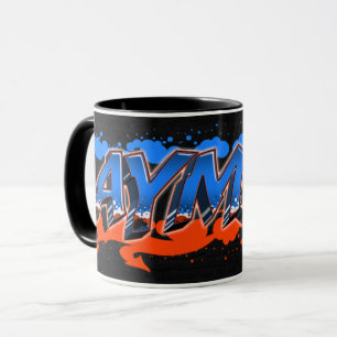 Ayman First name name Graffiti blue orange cup