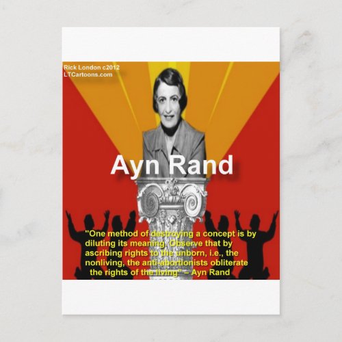 Ayn Rand  Abortion Quote Gifts  Tees Postcard