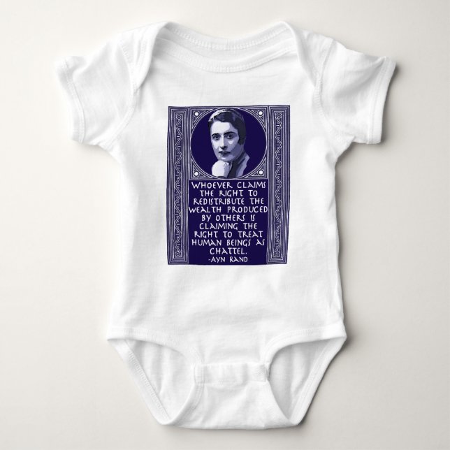 Ayn Rand on Redistribution of Wealth Baby Bodysuit (Front)