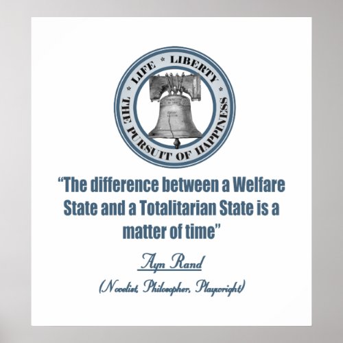 Ayn Rand quote on Welfare Poster