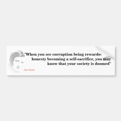 Ayn Rand Quote On Your Doomed Society Bumper Sticker