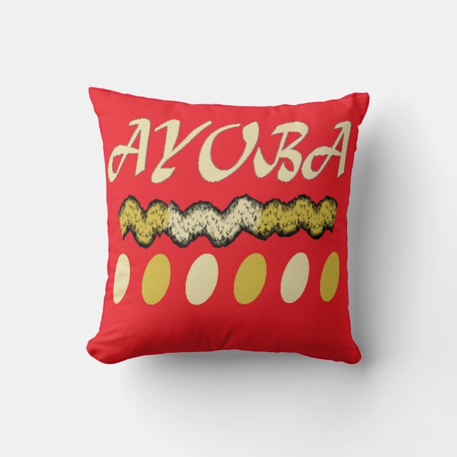 Ayoba African design bright red and mustard Throw Pillow (Front)