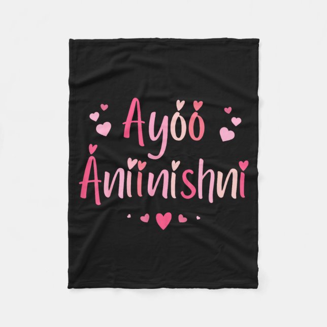Ayóó Ánííníshní - I Love You In Navajo With Cute N Fleece Blanket (Front)