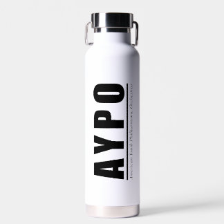AYPO Water Bottle White with Black Logo