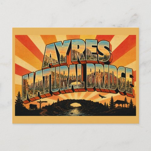 Ayres Natural Bridge WY Sandstone Arch Creek Art Postcard