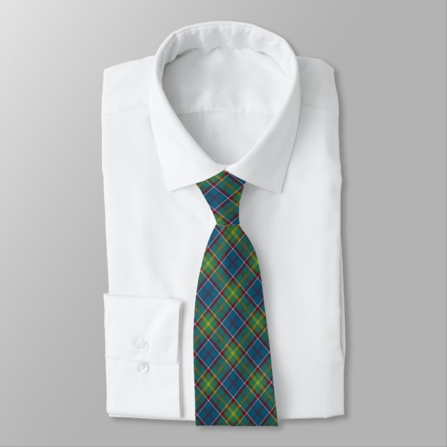 Ayrshire District Tartan Blue and Green Plaid Neck Tie (Tied)
