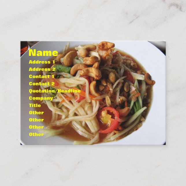 Ayutthaya Spicy Papaya Salad [Som Tam] with Cashew Business Card (Front)