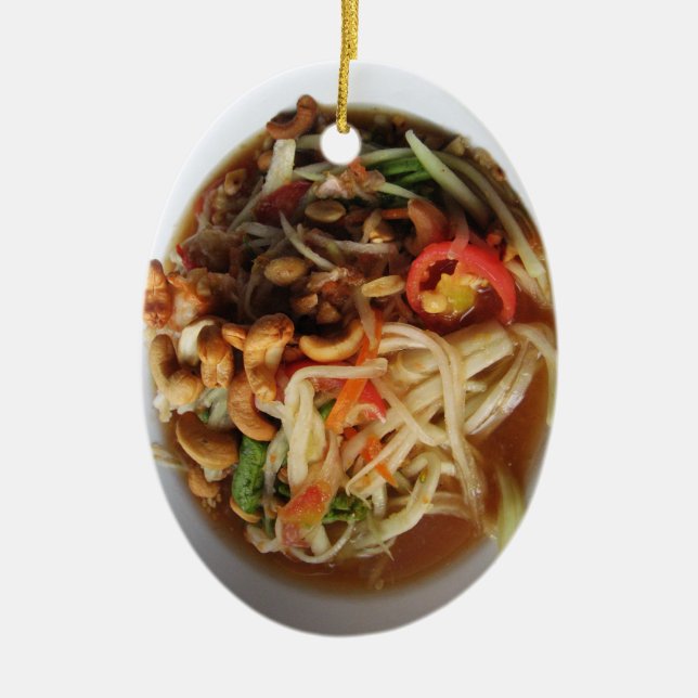 Ayutthaya Spicy Papaya Salad [Som Tam] with Cashew Ceramic Ornament (Front)