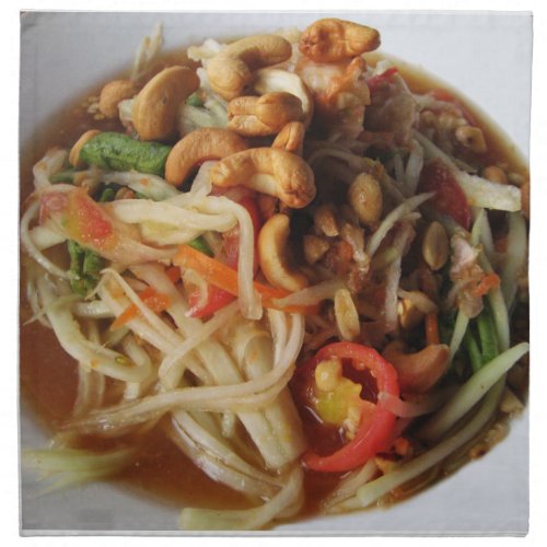 Ayutthaya Spicy Papaya Salad Som Tam with Cashew Cloth Napkin