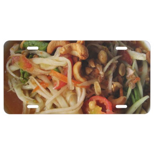 Ayutthaya Spicy Papaya Salad Som Tam with Cashew License Plate