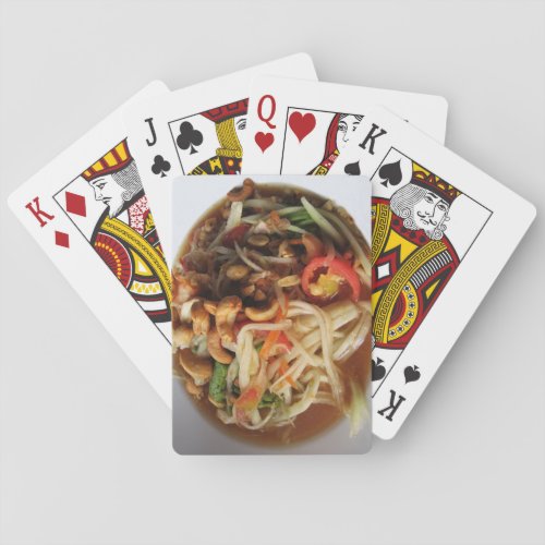 Ayutthaya Spicy Papaya Salad Som Tam with Cashew Poker Cards