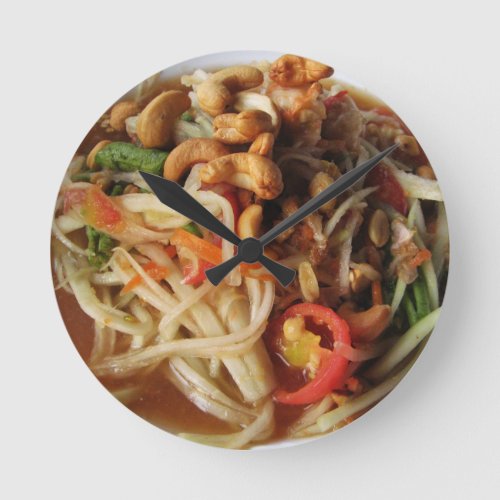 Ayutthaya Spicy Papaya Salad Som Tam with Cashew Round Clock