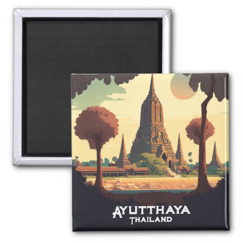 Ayutthaya Thailand Temple Sunset Magnet