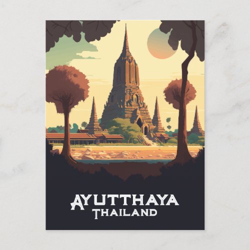 Ayutthaya Thailand Temple Sunset Postcard